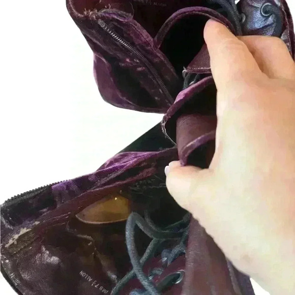 Report Signature Purple Velvet Lace Up Boots. - Picture 6 of 10